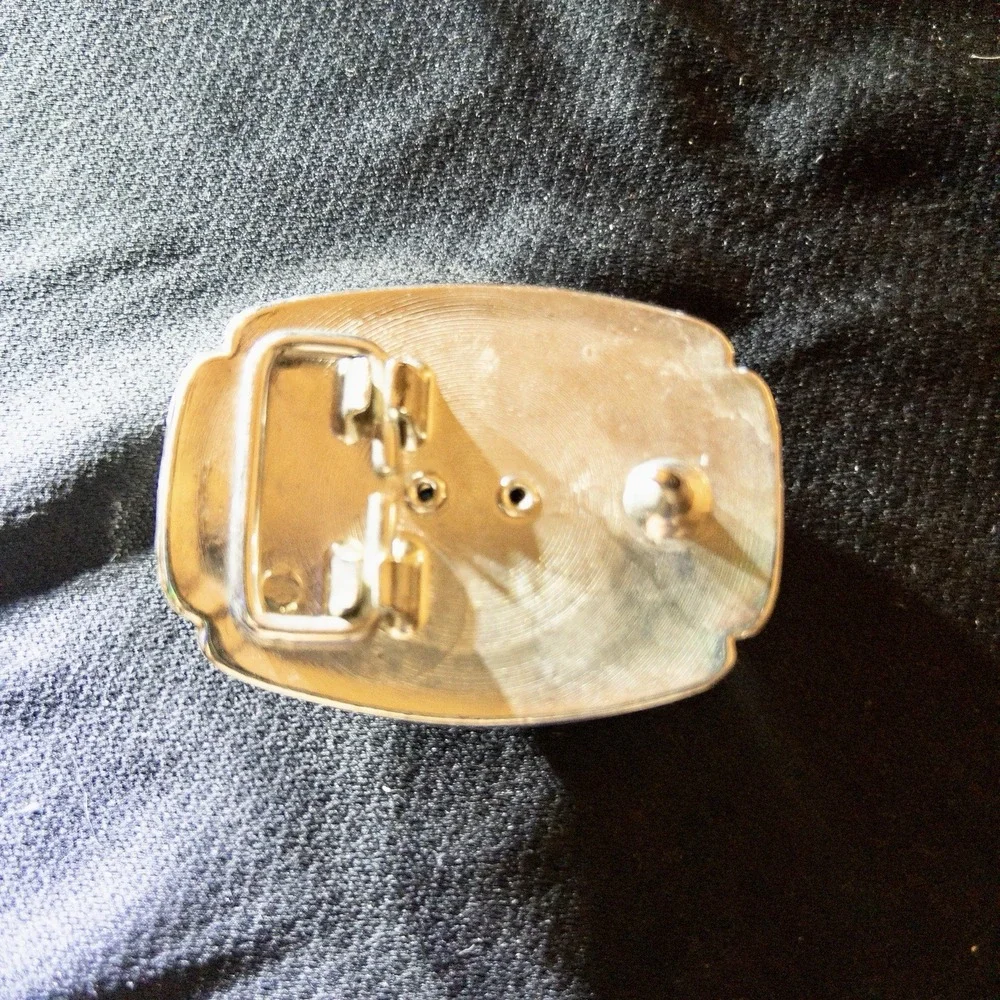 Western Gold Belt Buckle With Olivine Polished Stone Rodeo‎ Country Southwestern